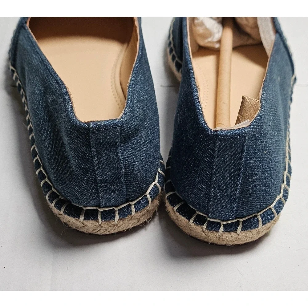 C. Wonder Penelope Denim Pineapple Embroidered Espadrille Flats‎ Blue A291212 5M